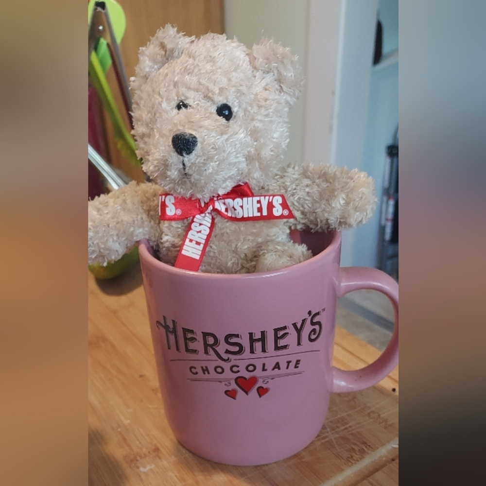 Vintage Hershey Bear and Large Pink Mug Set
